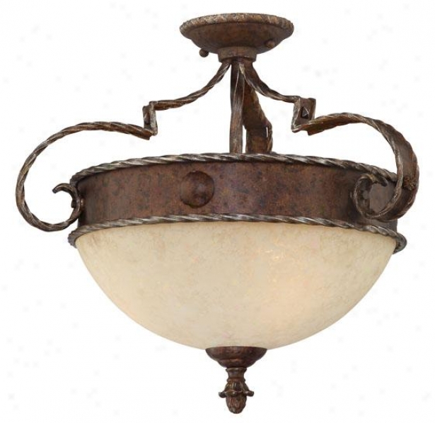 Rosario Semi-flush Mount - 3-light, Brown Metal