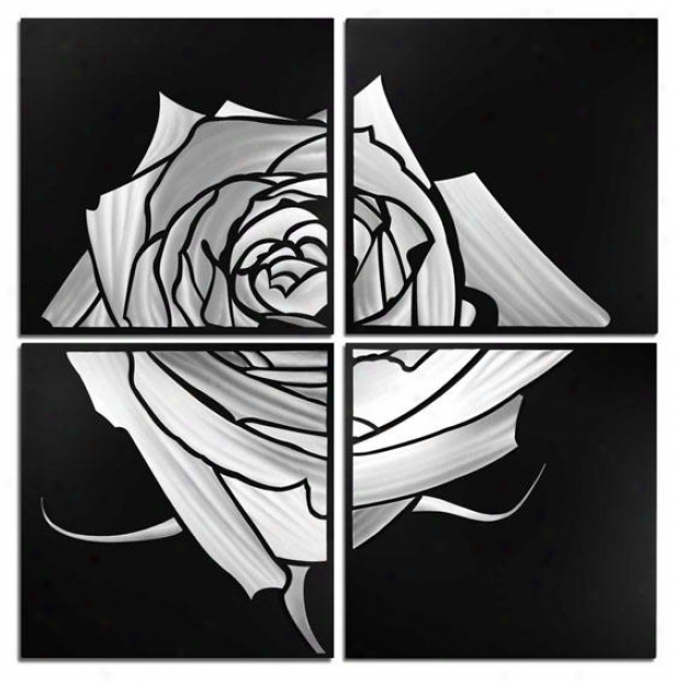 Rose Wall Sculpture - Set Of 4 - 47hx47wx22d, Gray Black