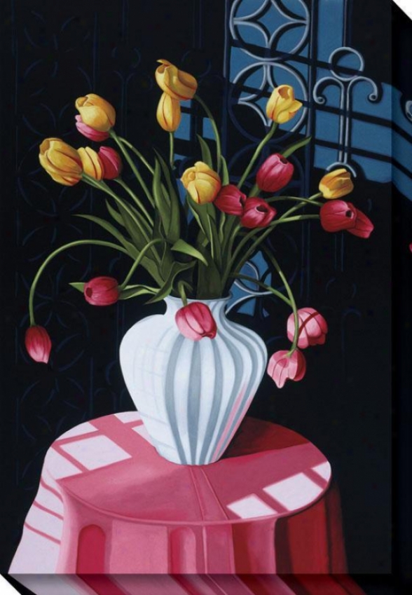 "san Marcos Tulips Canvas Wall Art - 48""hx32""w, Black"