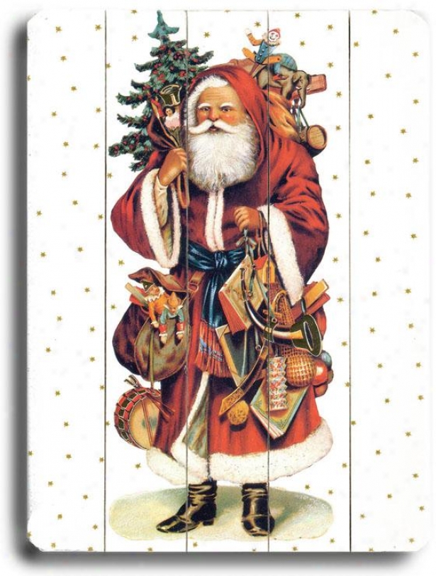 "santa Claus Carrying Gifts Art - 20""hx14""w, Holiday Multi"