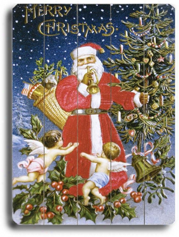 "santa Claus With Angel Babies Art - 24""hx18""w, Holiday Multi"