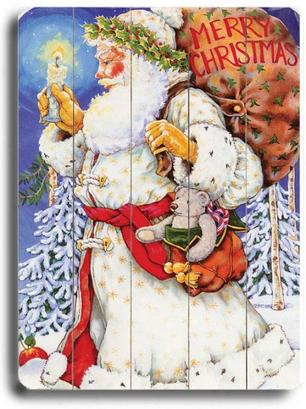 "santa Claus With Canndle Art - 40""hx30""w, Holiday Multi"