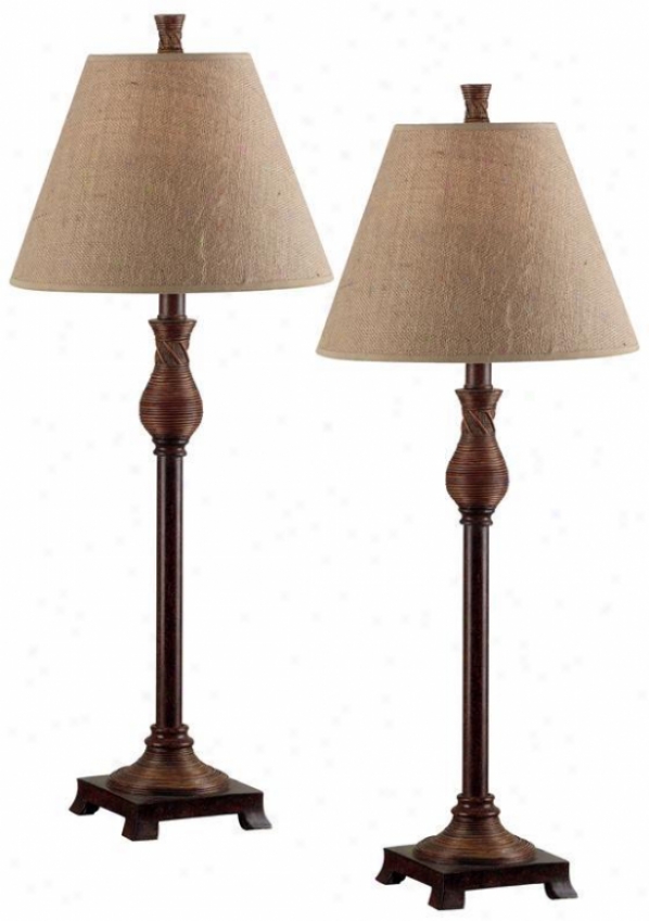 "santiago Buffet Lamps - Set Of 2 - 30""hx12""d, Unaffected Reed"