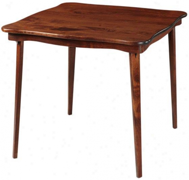 "scalloped All Wood Folding Table - 29""hx32""sq, Brick Red"