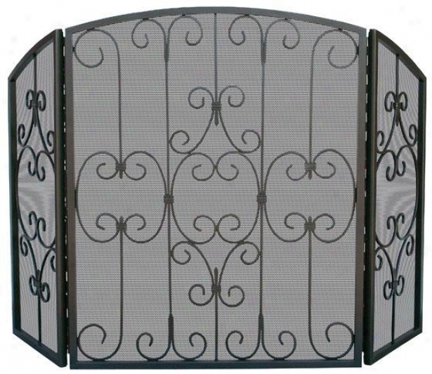 "scroll Ii Ti-fold Fireplace Screen - 31""hx49""w, Graphiet"