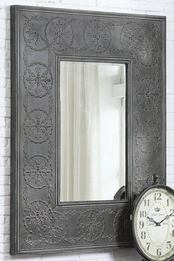 "scroll Metal Framed Mirror - 48.5""hx37""wx2""d, Charcoal Gray"