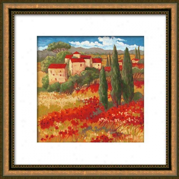 Season In Red Ii Framed Wall Art - Ii, Matted Gold