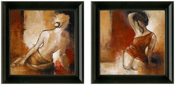 Seated Woman Framed Wall Art - Set Of Two, Earthtones