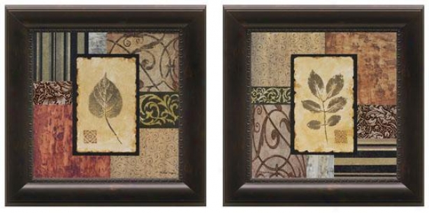 September Leaves Framed Wall Art - Set Of Two, Brown