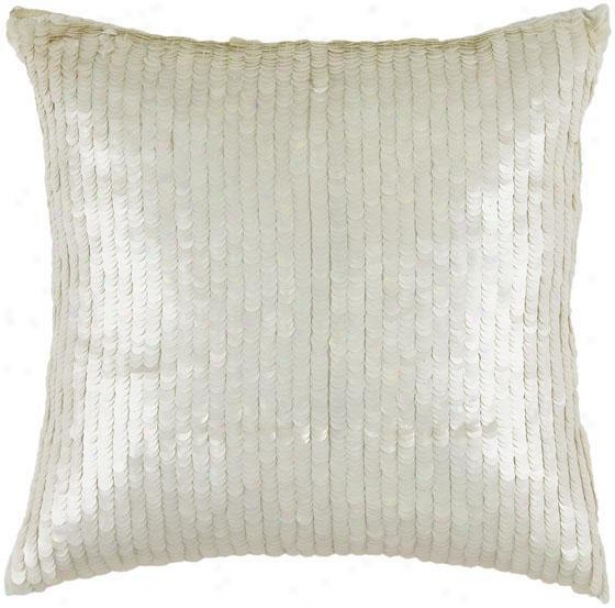 "sequin Pillow - 18"" Square, White"