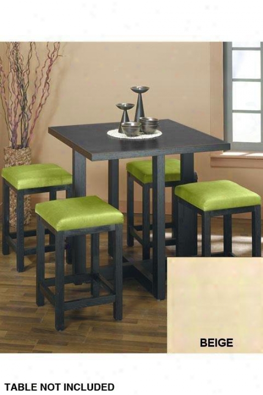 Set Of Four Square Counter Stools - Set Of Four, Beige