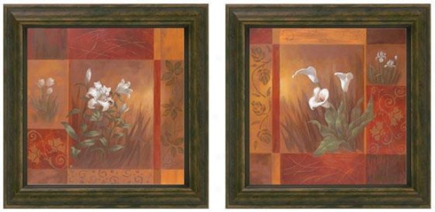 Showcase Calla Lilies Framed Wall Art - Set Of 2 - Set Of Two, Burgundy