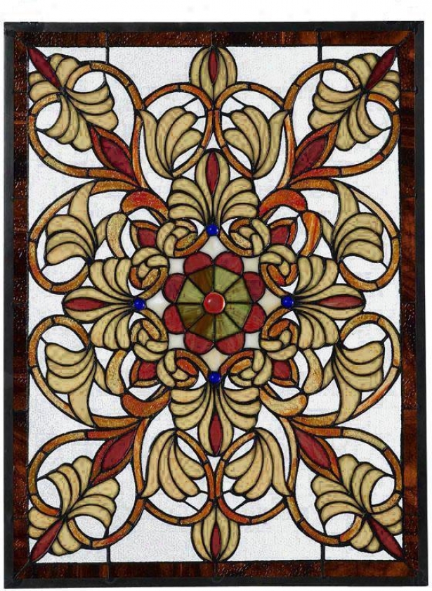 Signet Medium Rectangular Tiffany-sthle Stained Art Glass Window Panel - Med. Rectangula, Multi