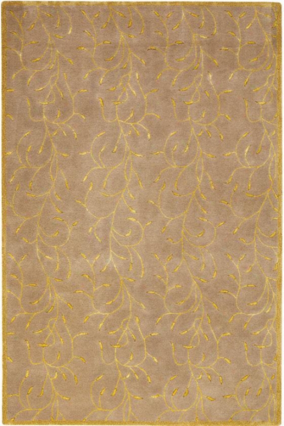 "silk Vines Area Rug I - 5'5"" Round, Khaki"