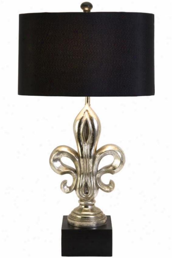 "silver Fleur De Lis Lamp - 32.5""hx11""w, Black"