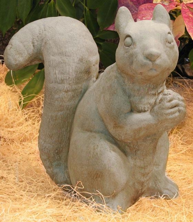 Sitting Squirrel Statue - 10.5hx5.5wx9d, Antique Gray