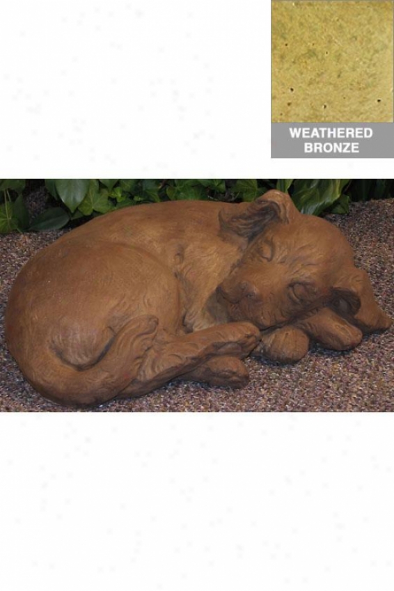 Dormant Curled Puppy Statue - 6hx17wx12d, Bronze