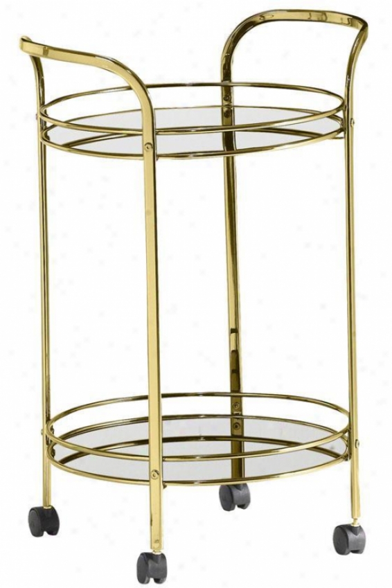 Soho Round Beverage Cart - Clear Glass, Copper Brass