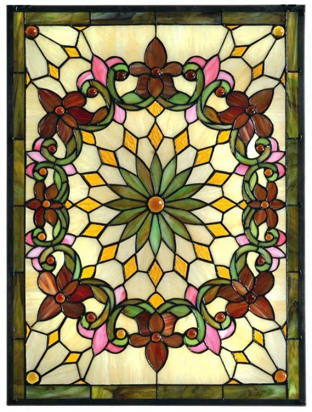 Solstice Medium Rectangle Tiffany-style Stained Art Glass Window Panel - Medium Rectangl, Multi