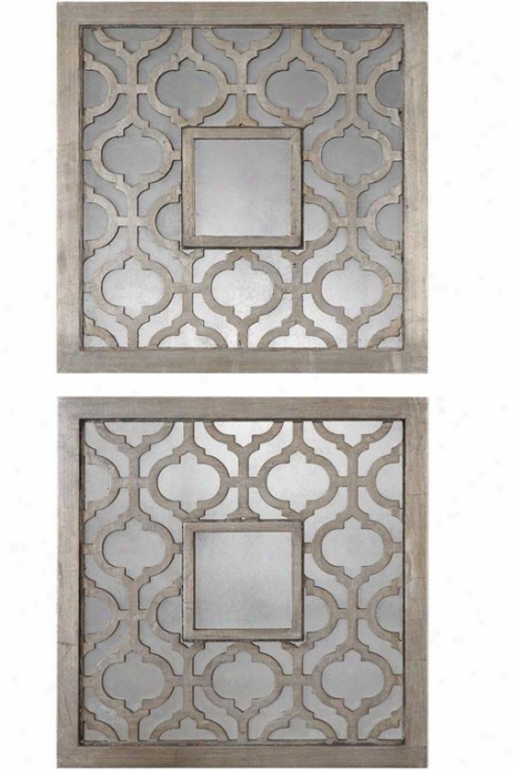 "sorbolo Square Mirror - Set Of 2 - 20"" Square Each, Silver"