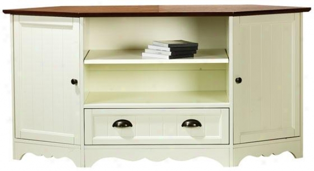 "southport Cornet Media Cwbinet - 26""hx53""wx20"", Ivory And Oak"