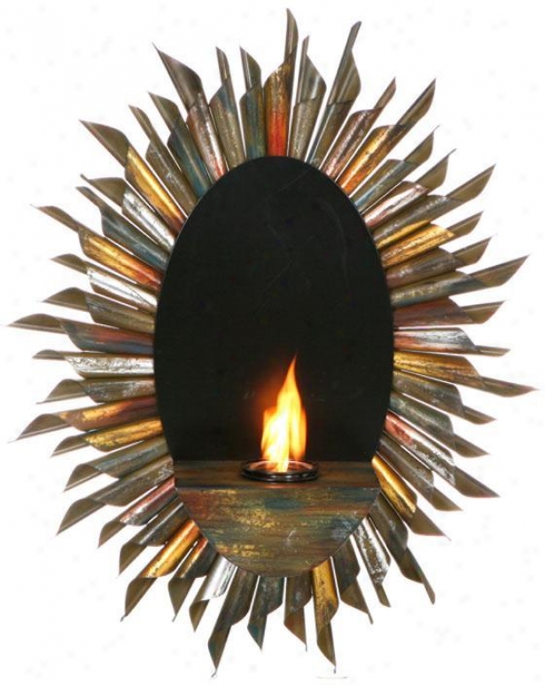 "spiral Sunburst Wall Candle-holder - 29.5""wx9""d, Multi"