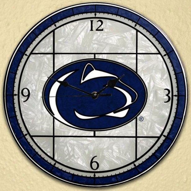 Sports Team College Stained Skill Glass Window Panel Clock - College Teams, Blue