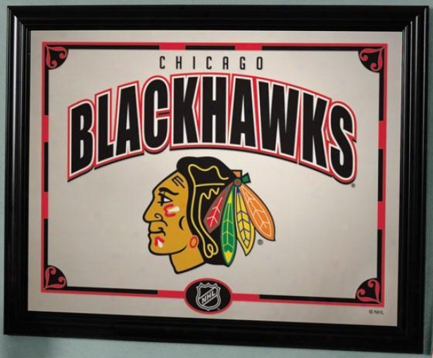 Sports Team Nhl Framed Mirror - Nhl Teams, Chicago Blk Hwk