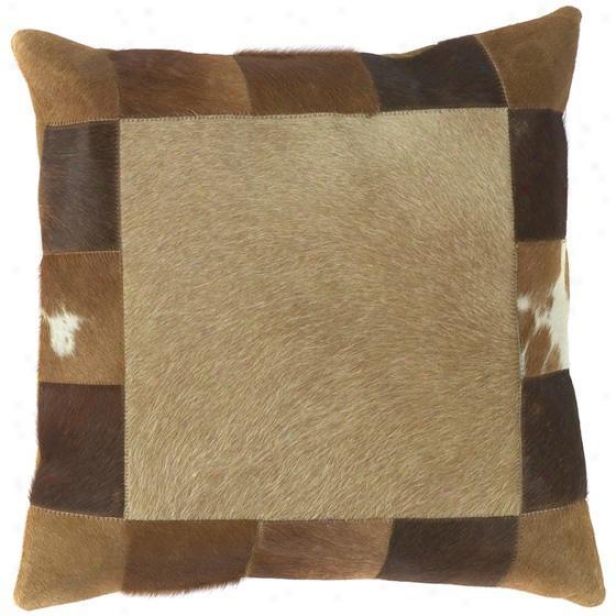 "square Bordered Pillows - Set Of 2 - 18""x18"", Brown"