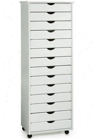 "stanton 14-drawer Wide Storage Cart - 57""hx20""w, White"