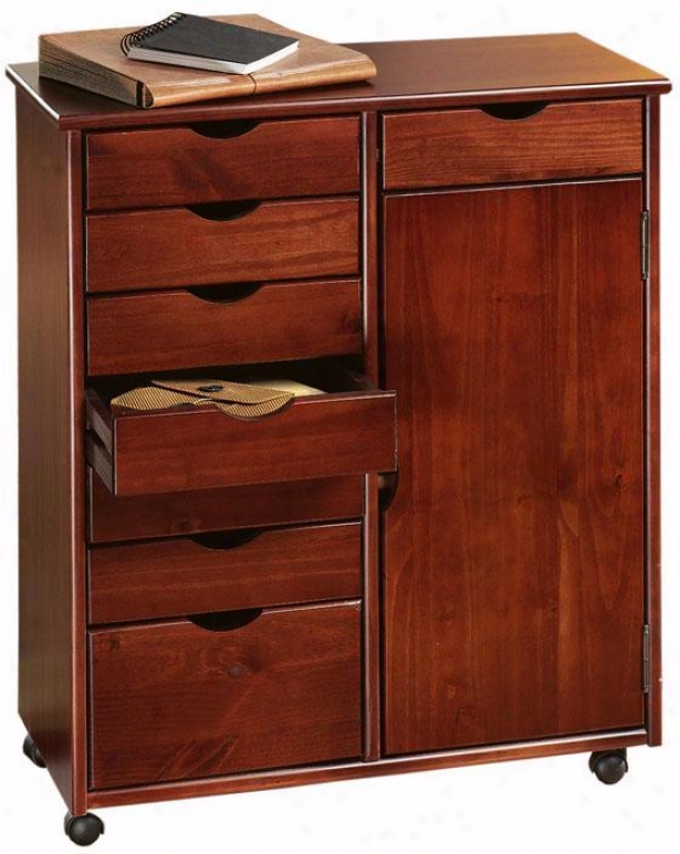 "stanton 7 + 1 Drawer Doublle-wide Storage Cart With Door - 35.5""hx29""w, Cdimson Red"