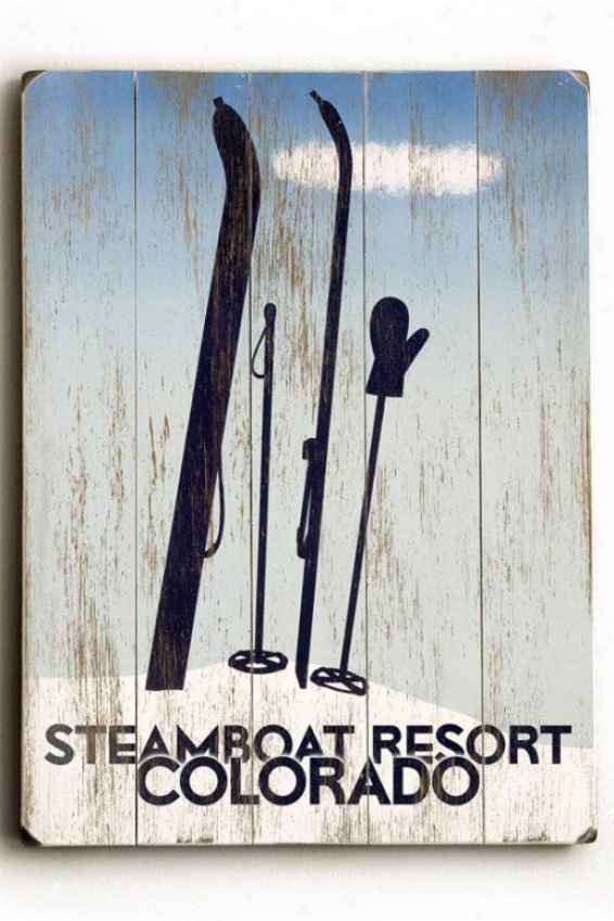 "steamboat Resort Colo5ado Wooden Sign - 20""h X 14""w, Blue"