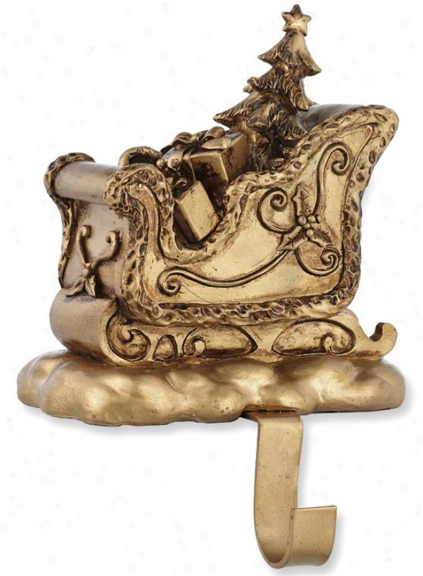 Stocking Holder - Santa Sleigh, Gold