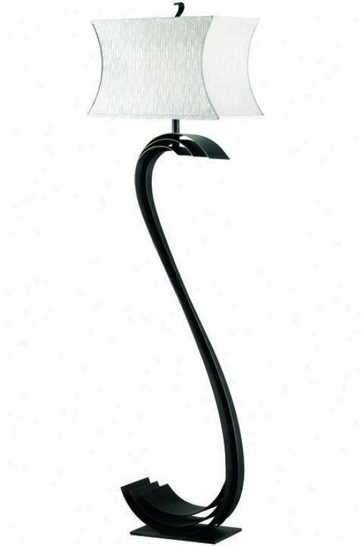 Steucture Nile Floor Lamp - Cream Stripe, Steel Gray