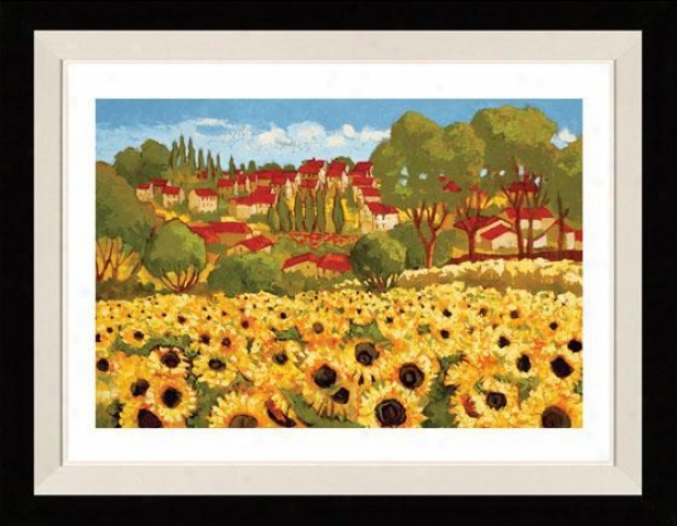 Sunflower Field I Framed Wall Art - I, Matted Black