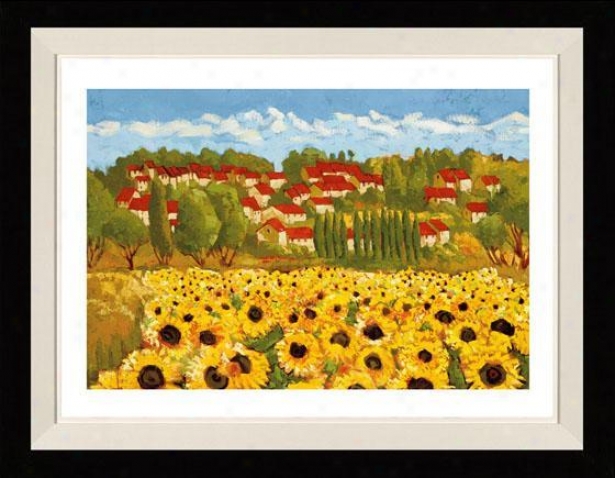 Sunflower Field Ii Framed Wall Art - Ii, Matted Black