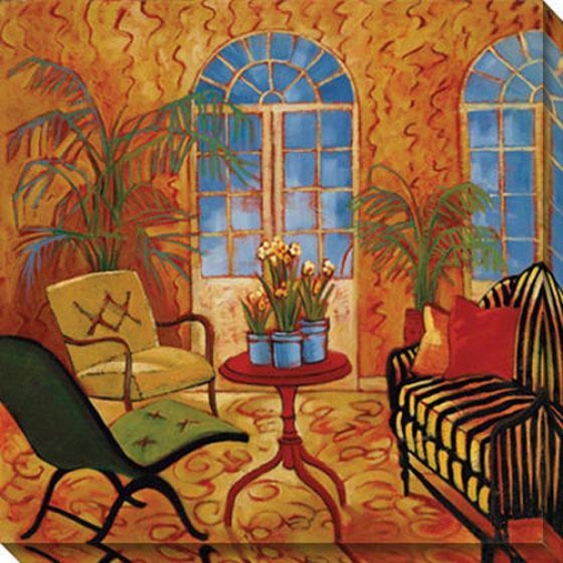 "sunroom With Narcissus Canvas Wall Art - 40""hx40""w, Orange"