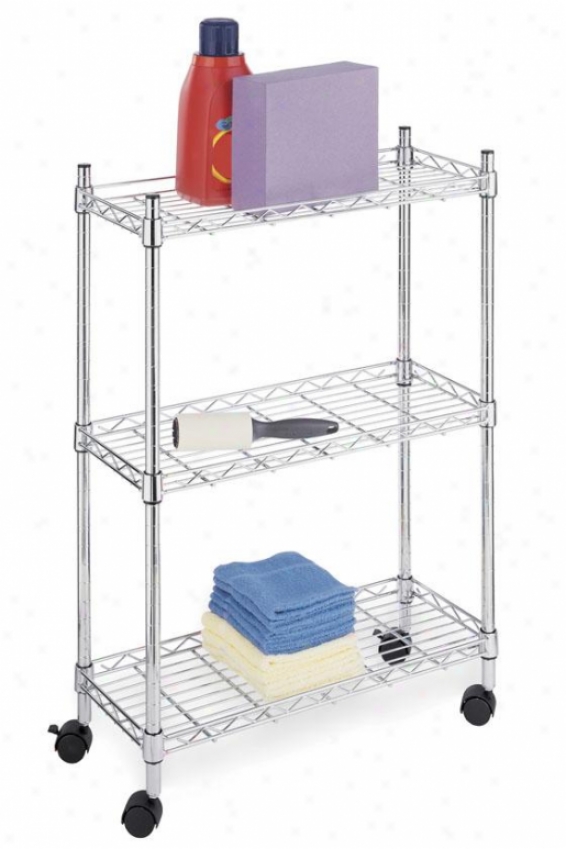 "supreme Laundry Cart - 32""hx23""wx9""d, Silver Chrome"