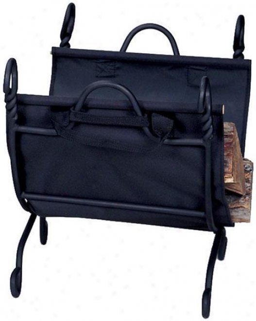 "swirl Log Rack With Canvas Carrier - 21""hx15""w, Black"