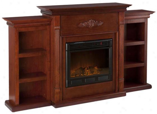 Tabitha Fireplace With Bookcases - Marked by ~ity Frplce, Maroon