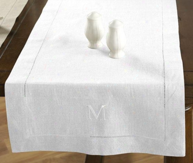 Table Runner - F Monogram, White