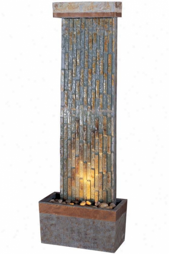 "tacora Vertical Floor Fountain - 49""hx16""w, Ntrl Slate/cppr"