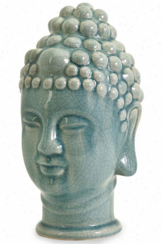 "taibei Ceramic Buddha Head - 11.5""hx7.25""w, Blue"