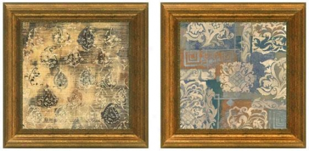 Tapestry Framed Wall Art - Set Of 2 - Set Of Two, Beige