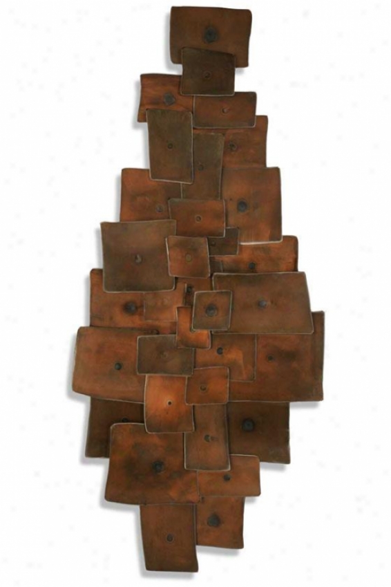 Tapestry Ii Wall Sculpture - 22hx49wx3d, Copper Brown