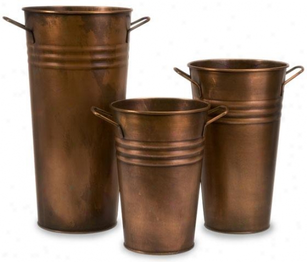 Tauba Copper Vase - Stud Of 3 - Set Of Three, Copper