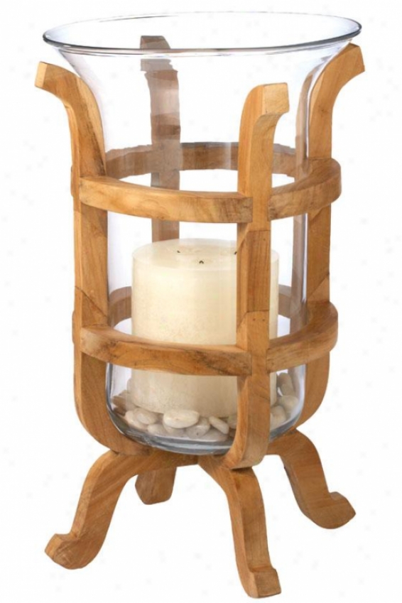 Teak Lantern - Extensive 21hx14.25, Tan