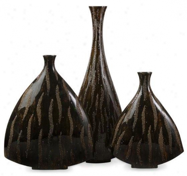 Terra Vases - Set Of 3 - Decline Of 3, Brown