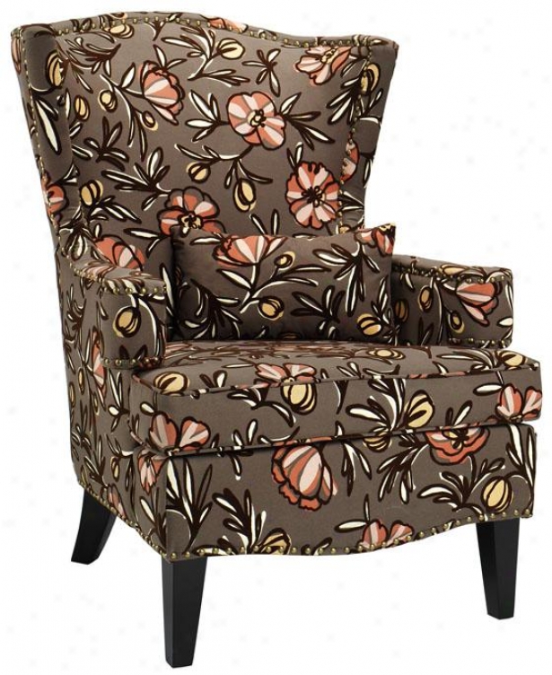 "testoni Wing Back Chair - 41""hx30""w, Brown Print"