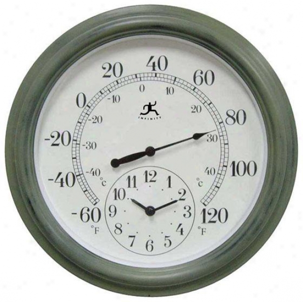 "thd Contra Clock/thermometer - 16""hx16""w, Verde/green"